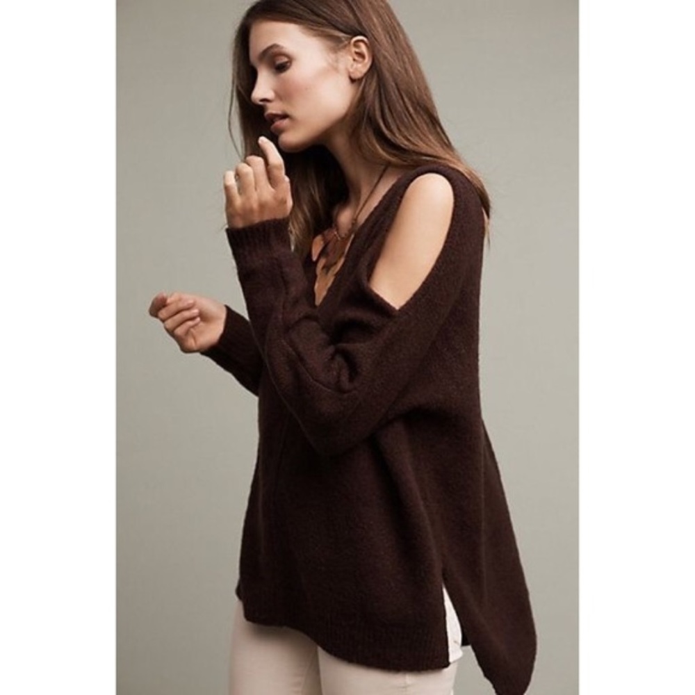 Anthropologie Moth Granta Open Shoulder Sweater